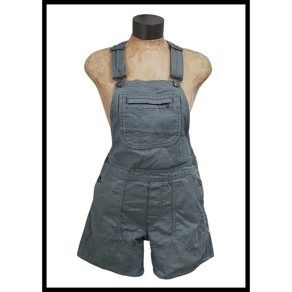 Patagonia Stand Up Bib Utility Shortalls Overalls Organic Cotton Green Gray XS - Picture 2 of 12